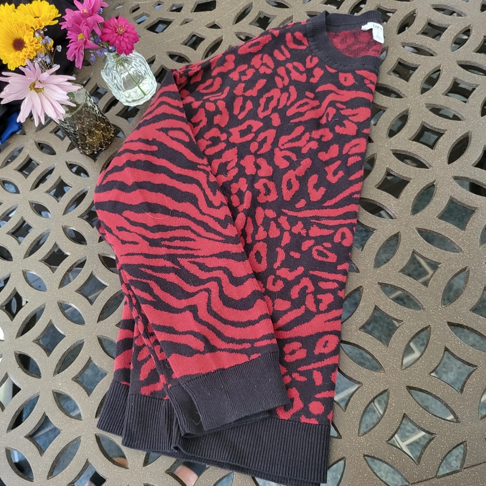 Red and Black Animal Print sweater